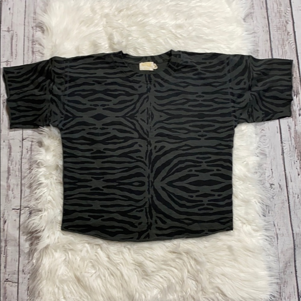 Nation LTD James Tiger Print Crew Tee Green XS